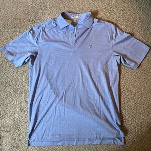 Peter Millar Crown Ease, Men’s Large Polo in heathered blue. 100% Cotton.